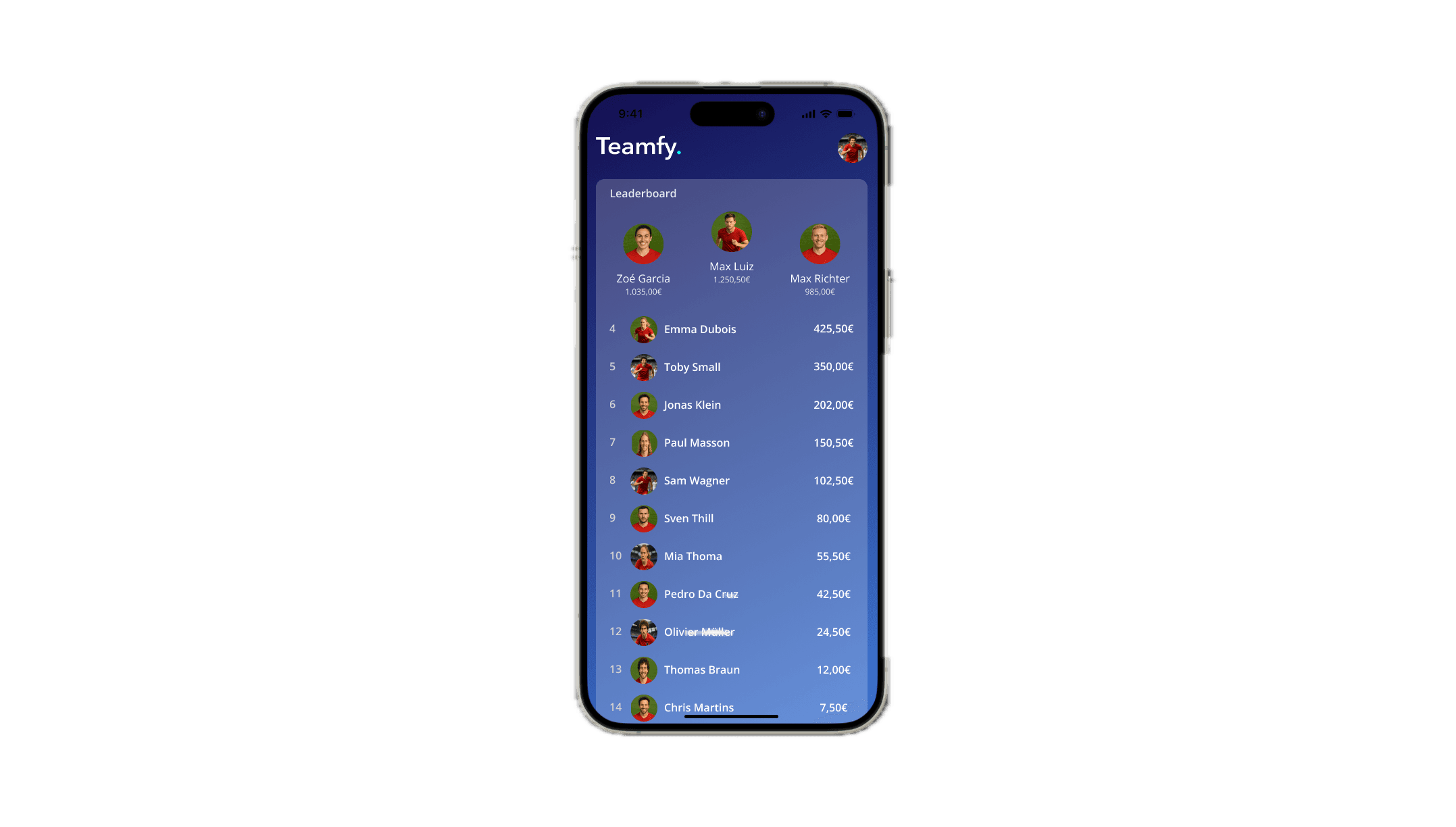 Teamwallet — Teamfy app screenshot